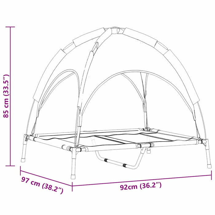 Letto Rialzato per Cani con Tetto Rimovibile Blu Navy L Acciaio 42008179