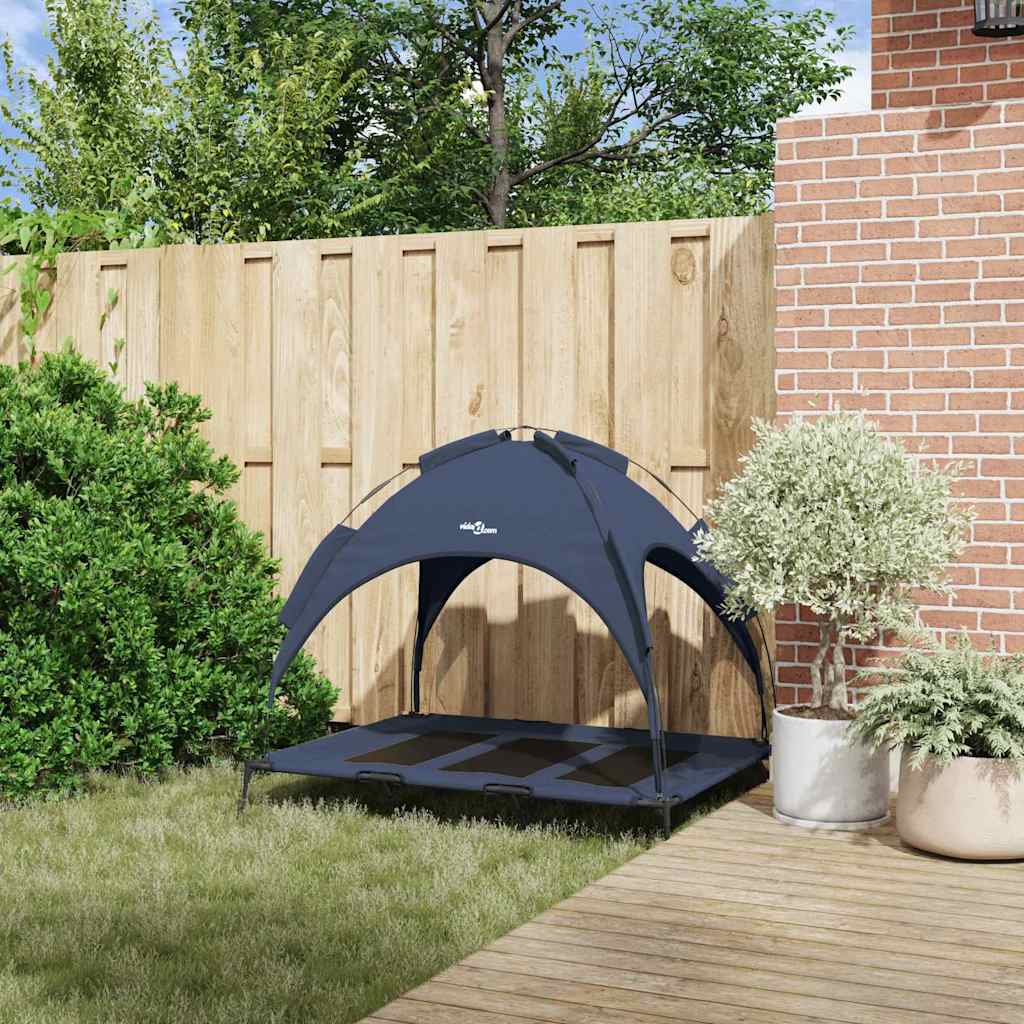letto rialzato per cani con tettuccio rimovibile blu navy XL in acciaio 42008180