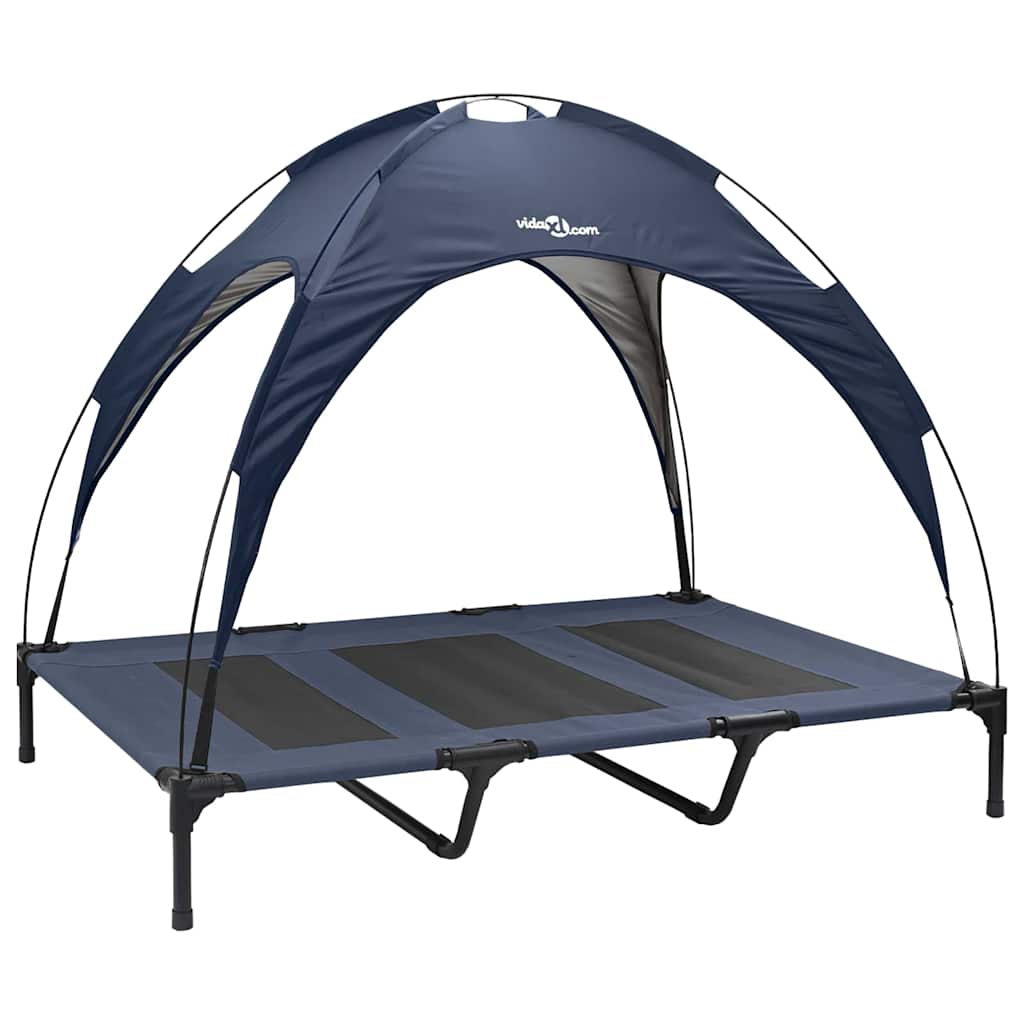 letto rialzato per cani con tettuccio rimovibile blu navy XL in acciaio 42008180
