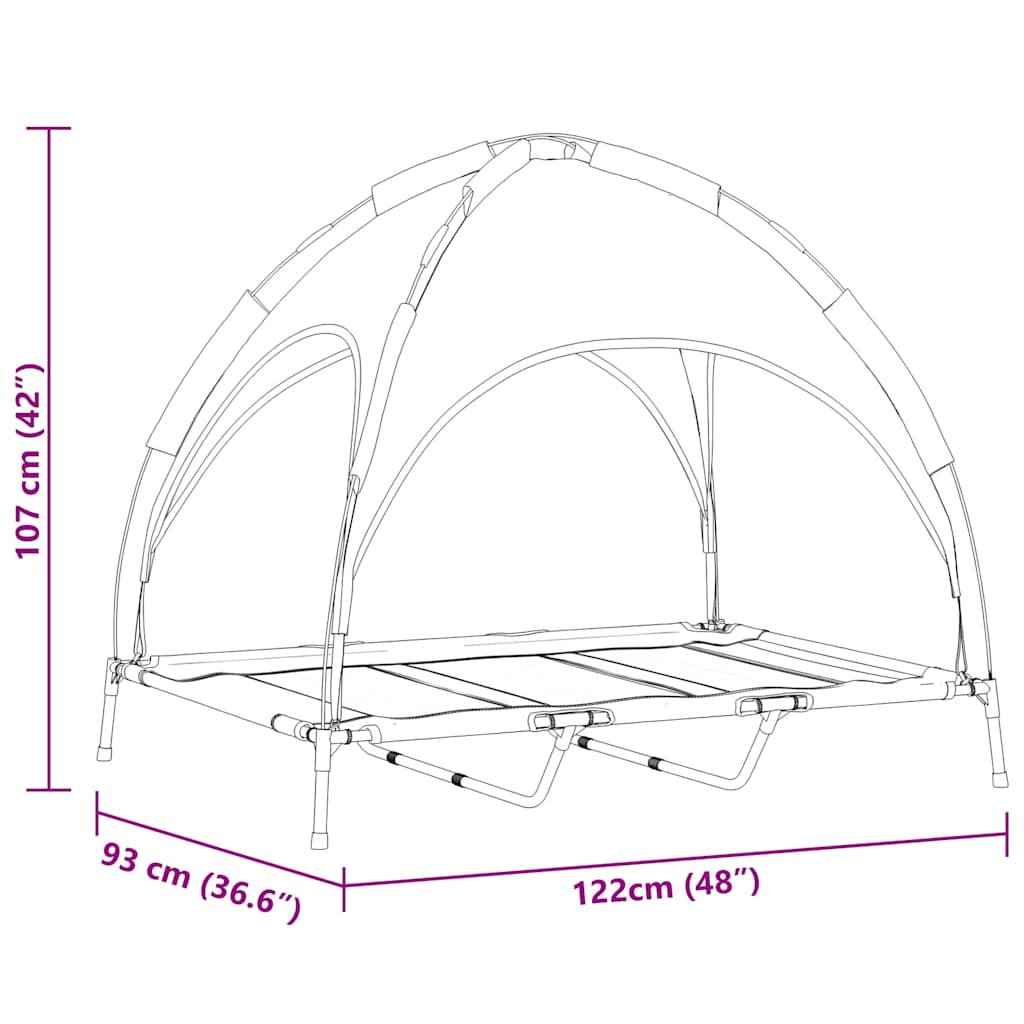 letto rialzato per cani con tettuccio rimovibile blu navy XL in acciaio 42008180