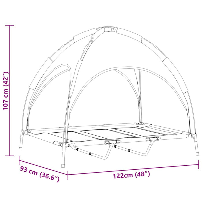 letto rialzato per cani con tettuccio rimovibile blu navy XL in acciaio 42008180