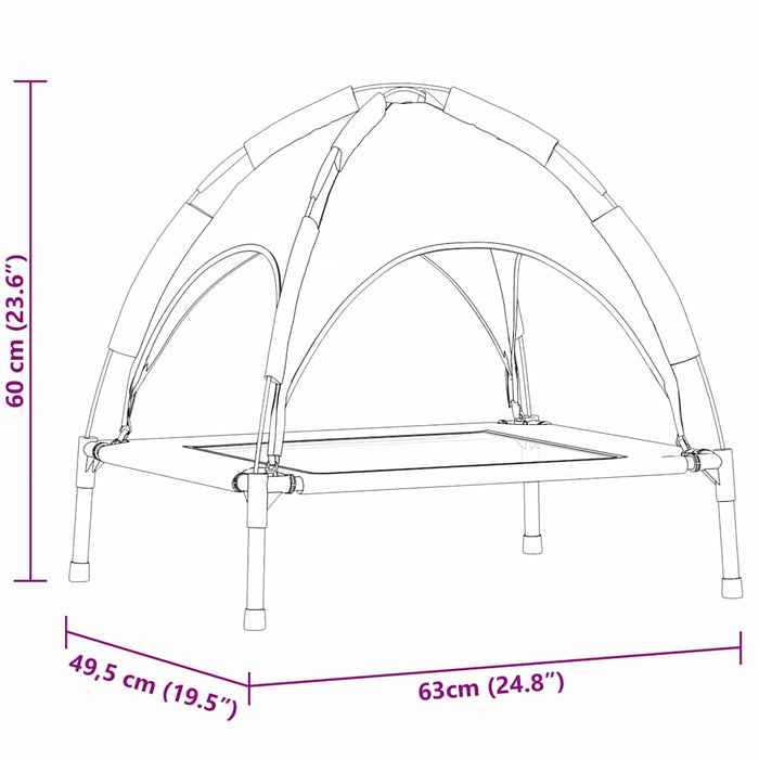 Letto rialzato per cani  con tetto removibile in acciaio nero 42008185