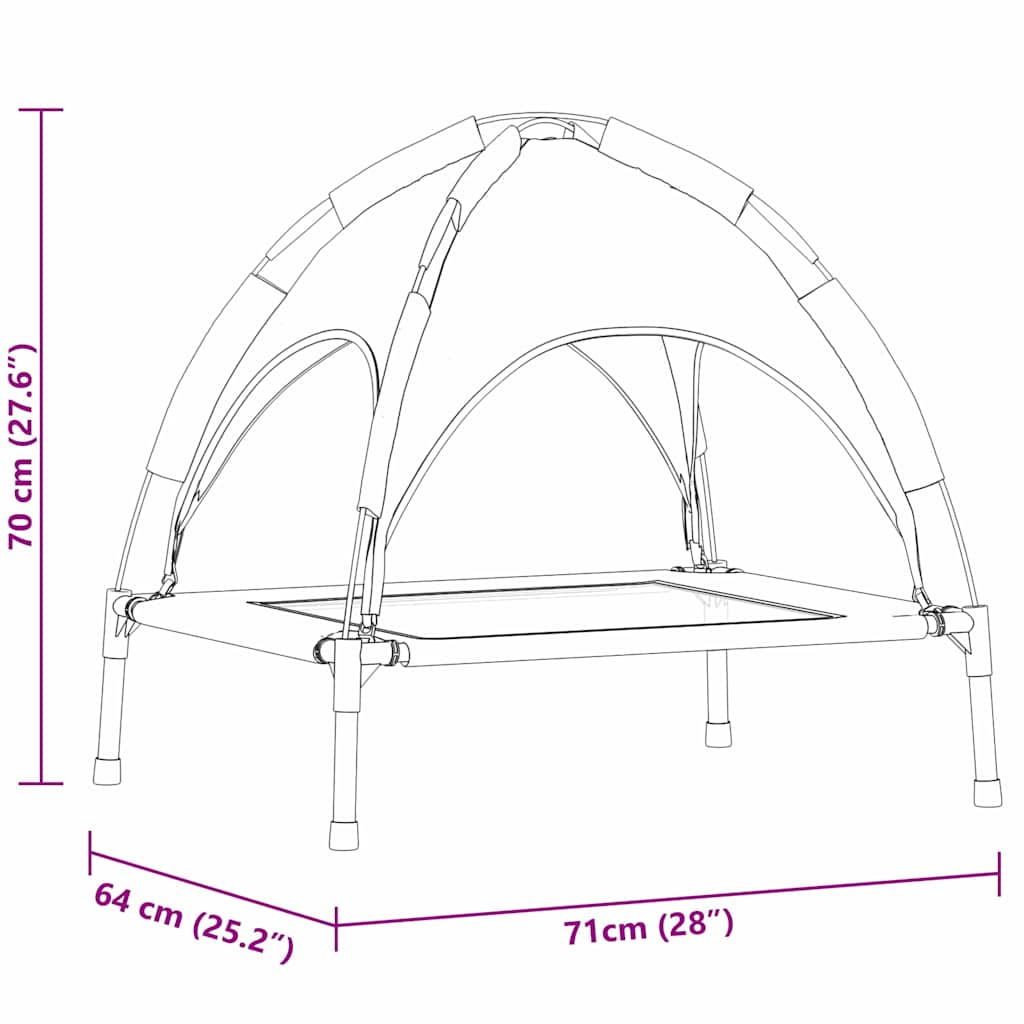 Letto rialzato con tettuccio rimovibile Nero M Acciaio 42008186