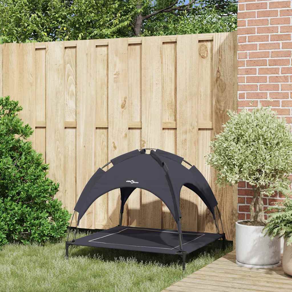 Letto Rialzato per Cani con Tettino Removibile Nero L Acciaio 42008187