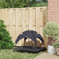 Letto Rialzato per Cani con Tettino Removibile Nero L Acciaio 42008187