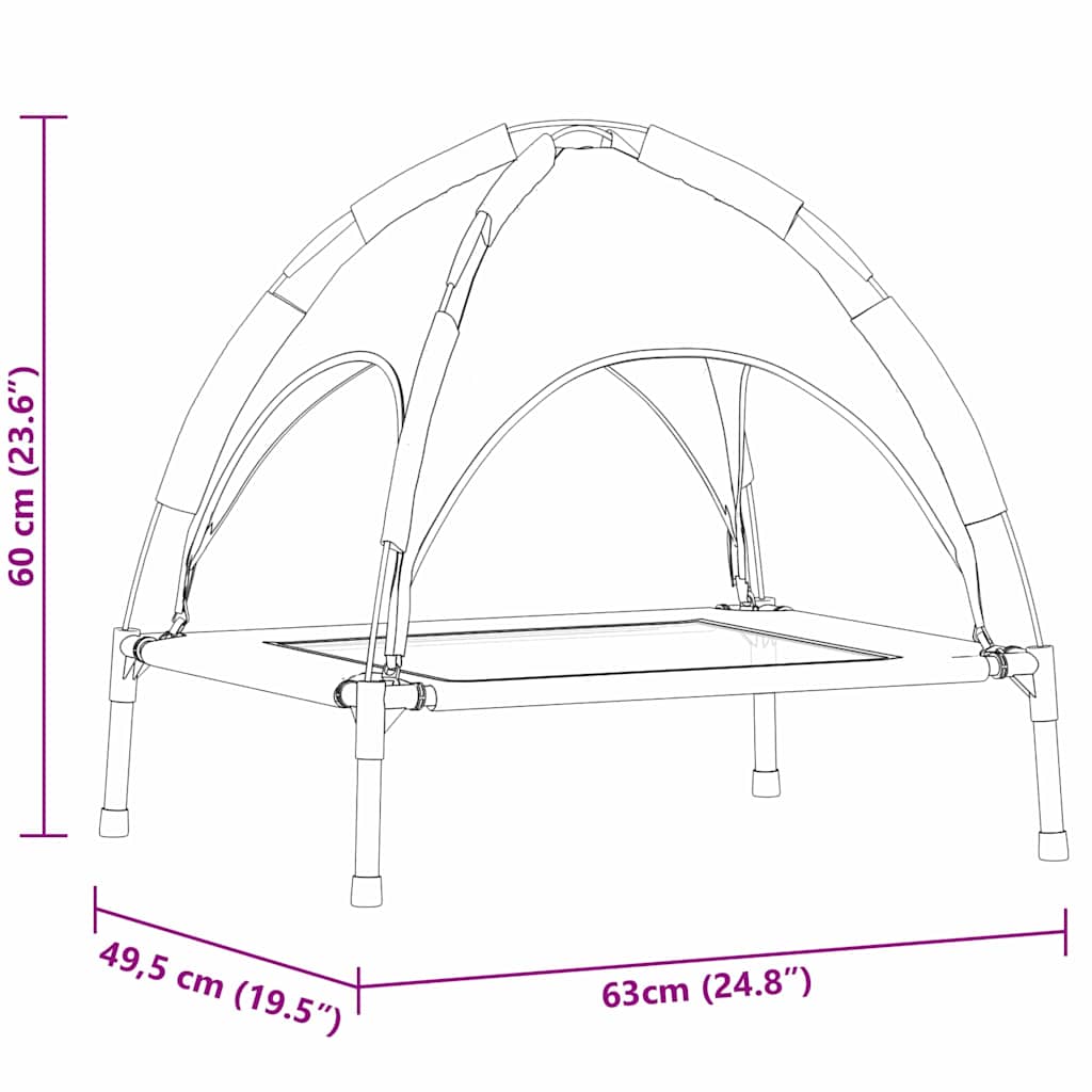 Letto per cani rialzato  con copertura removibile Marrone S Acciaio 42008189