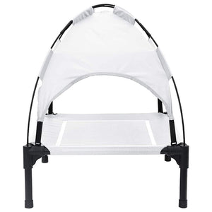 Letto Rialzato per Cani  con Tetto Rimovibile Grigio Argento 42008193