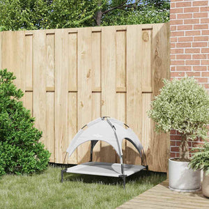 Letto Rialzato per Cani con Tetto Rimovibile Grigio Argento M Metallo 42008194