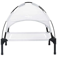 Letto Rialzato per Cani con Tetto Rimovibile Grigio Argento M Metallo 42008194