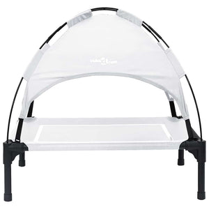 Letto Rialzato per Cani con Tetto Rimovibile Grigio Argento M Metallo 42008194