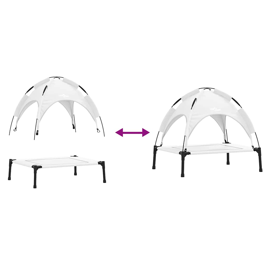 Letto Rialzato per Cani con Tetto Rimovibile Grigio Argento M Metallo 42008194