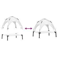 Letto Rialzato per Cani con Tetto Rimovibile Grigio Argento M Metallo 42008194