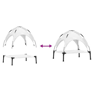 Letto Rialzato per Cani con Tetto Rimovibile Grigio Argento M Metallo 42008194