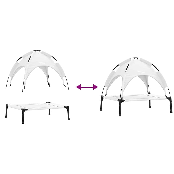 Letto Rialzato per Cani con Tetto Rimovibile Grigio Argento M Metallo 42008194