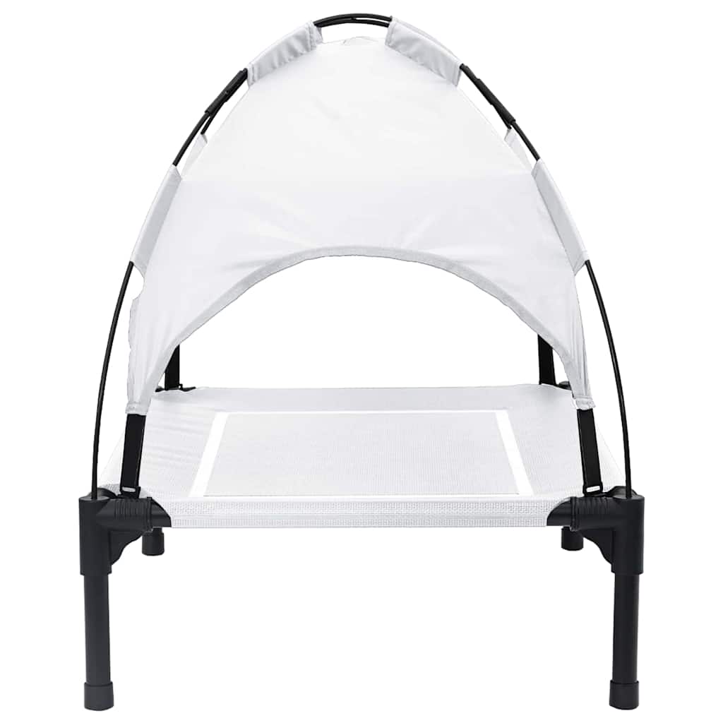 Letto Rialzato per Cani con Tetto Rimovibile Grigio Argento M Metallo 42008194