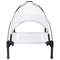 Letto Rialzato per Cani con Tetto Rimovibile Grigio Argento M Metallo 42008194