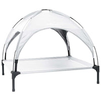 Letto per Cani Elevato  con Tetto Rimovibile Grigio Argento XL Acciaio 42008196