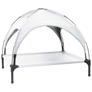 Letto per Cani Elevato  con Tetto Rimovibile Grigio Argento XL Acciaio 42008196