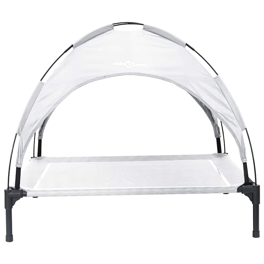 Letto per Cani Elevato  con Tetto Rimovibile Grigio Argento XL Acciaio 42008196