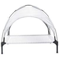 Letto per Cani Elevato  con Tetto Rimovibile Grigio Argento XL Acciaio 42008196