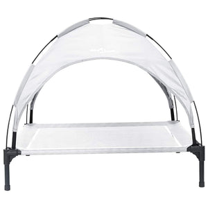 Letto per Cani Elevato  con Tetto Rimovibile Grigio Argento XL Acciaio 42008196