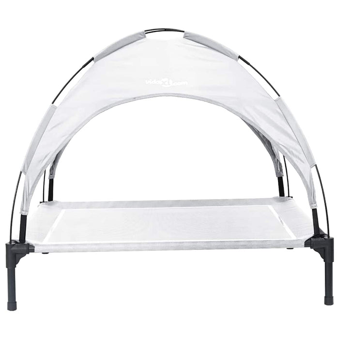 Letto per Cani Elevato  con Tetto Rimovibile Grigio Argento XL Acciaio 42008196