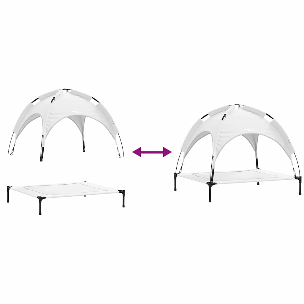 Letto per Cani Elevato  con Tetto Rimovibile Grigio Argento XL Acciaio 42008196