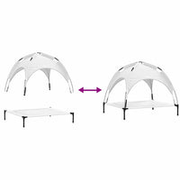 Letto per Cani Elevato  con Tetto Rimovibile Grigio Argento XL Acciaio 42008196