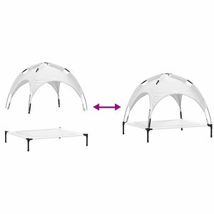 Letto per Cani Elevato  con Tetto Rimovibile Grigio Argento XL Acciaio 42008196