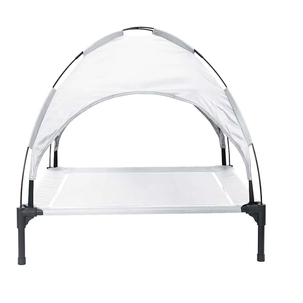 Letto per Cani Elevato  con Tetto Rimovibile Grigio Argento XL Acciaio 42008196