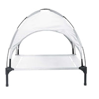 Letto per Cani Elevato  con Tetto Rimovibile Grigio Argento XL Acciaio 42008196