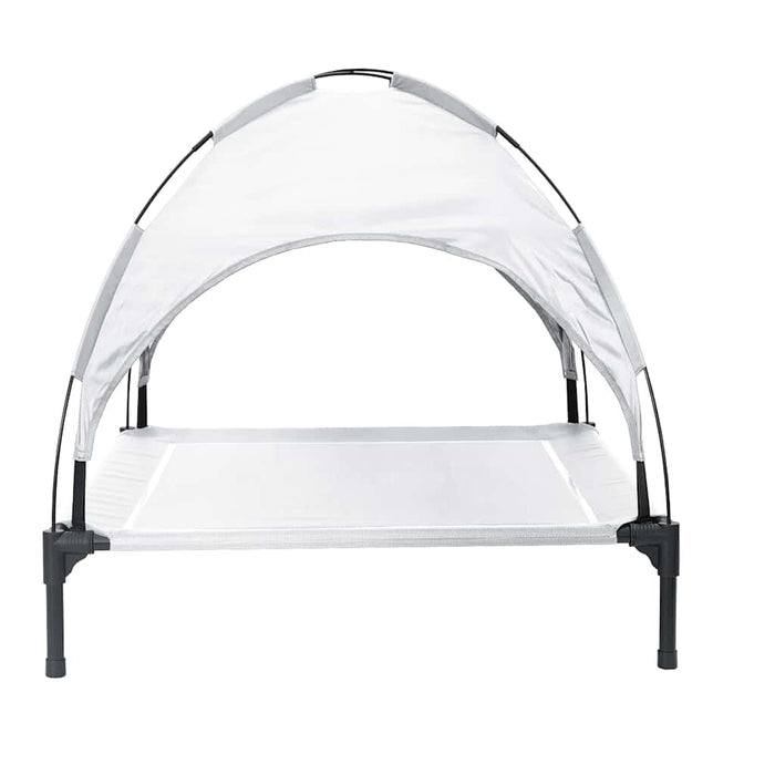 Letto per Cani Elevato  con Tetto Rimovibile Grigio Argento XL Acciaio 42008196