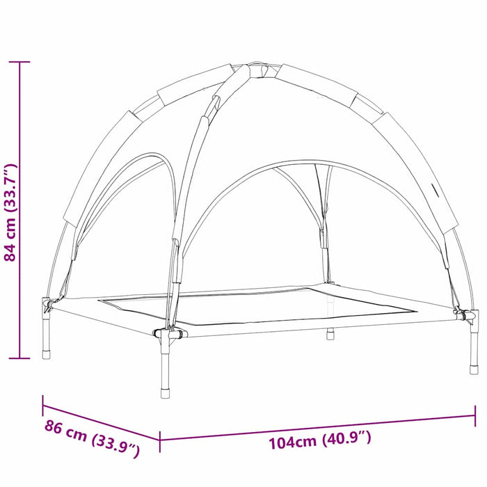Letto per Cani Elevato  con Tetto Rimovibile Grigio Argento XL Acciaio 42008196