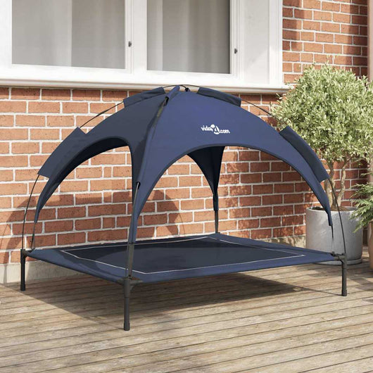 Letto per cani rialzato con tetto removibile blu navy XL acciaio 42008200