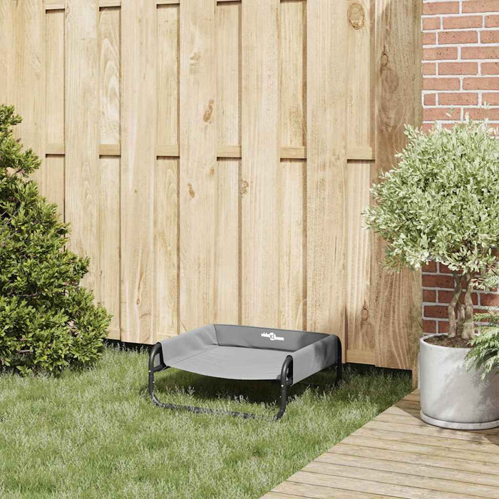 Letto Elevato per Cani Grigio Chiaro S Tessuto Oxford e Acciaio 42008206