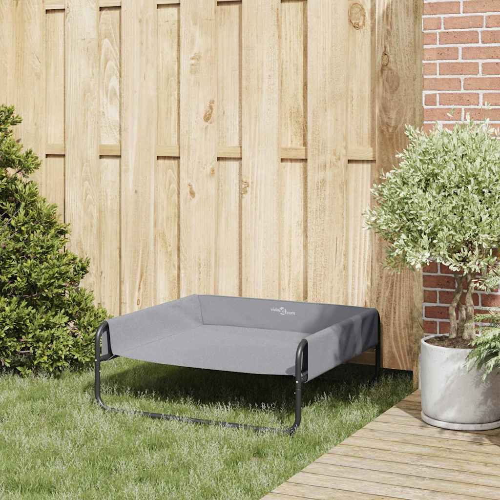 Letto per Cani Rialzato Grigio Chiaro L in Tessuto Oxford e Acciaio 42008210