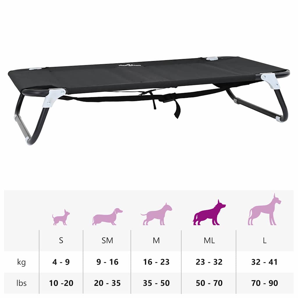 Letto Pieghevole per Cani Nero in Tessuto Oxford e Acciaio 42008213