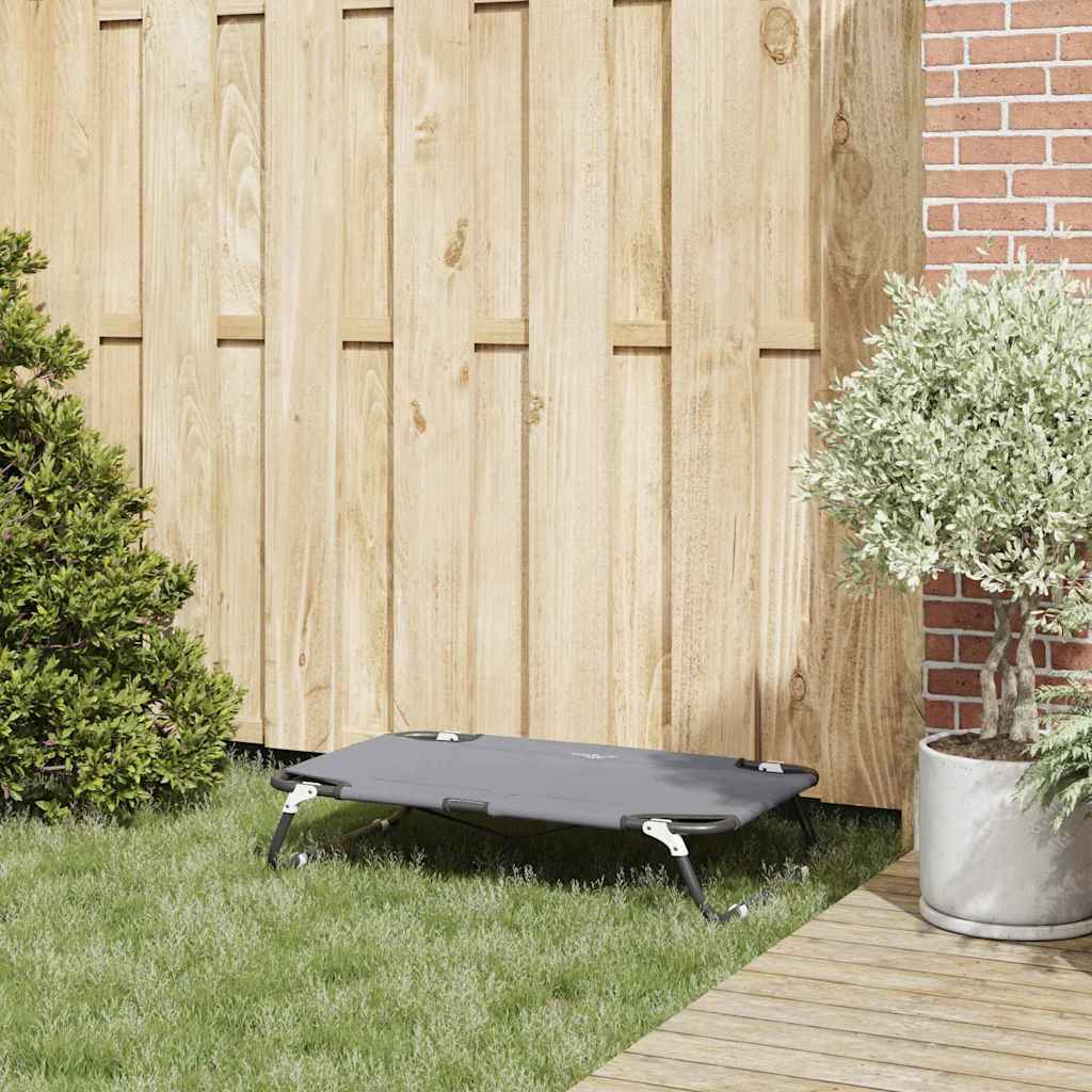 Letto Pieghevole Grigio Chiaro per Cani M in Tessuto Oxford e Acciaio 42008216