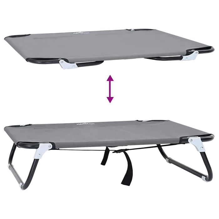 Letto Pieghevole Grigio Chiaro per Cani M in Tessuto Oxford e Acciaio 42008216