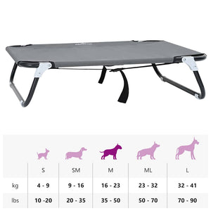 Letto Pieghevole Grigio Chiaro per Cani M in Tessuto Oxford e Acciaio 42008216