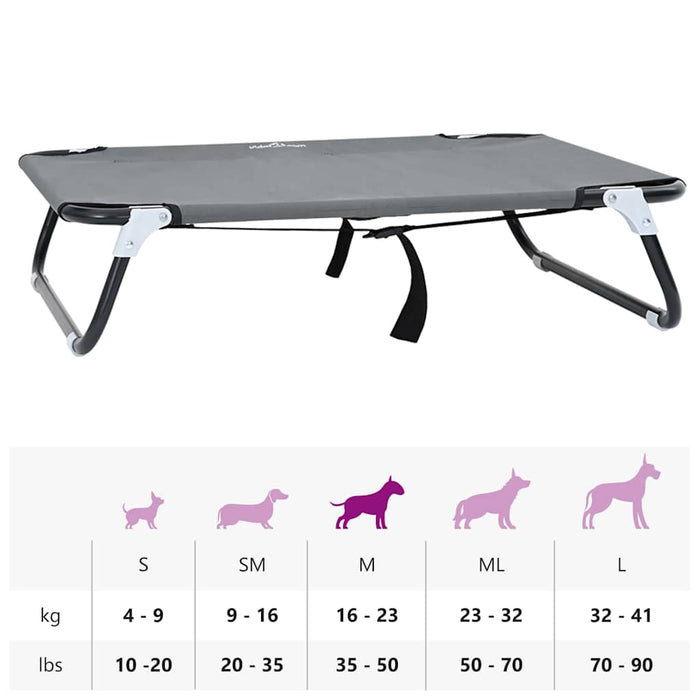 Letto Pieghevole Grigio Chiaro per Cani M in Tessuto Oxford e Acciaio 42008216