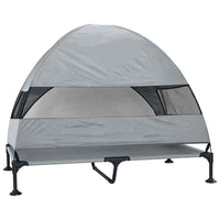 Letto per Cani Rialzato con Tettuccio Rimovibile Grigio Chiaro XL Acciaio 42008219