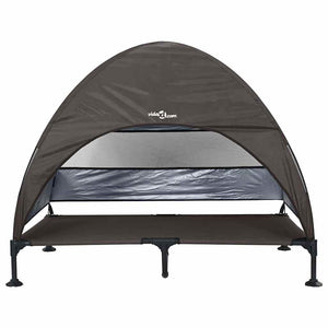 Letto per Cani Elevato con Tetto Rimovibile Marrone XL Acciaio 42008220