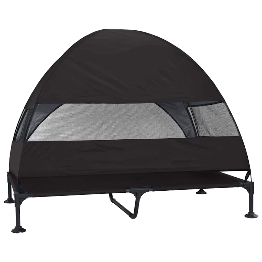 Letto rialzato per cani con tettoia rimovibile Nero XL Acciaio 42008221
