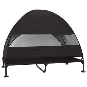 Letto rialzato per cani con tettoia rimovibile Nero XL Acciaio 42008221