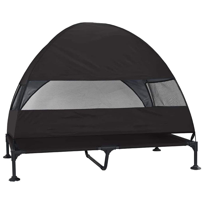 Letto rialzato per cani con tettoia rimovibile Nero XL Acciaio 42008221