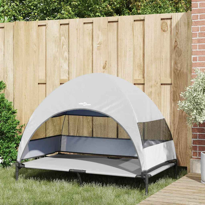 Letto rialzato per cani  con tetto removibile grigio argento XL acciaio 42008222