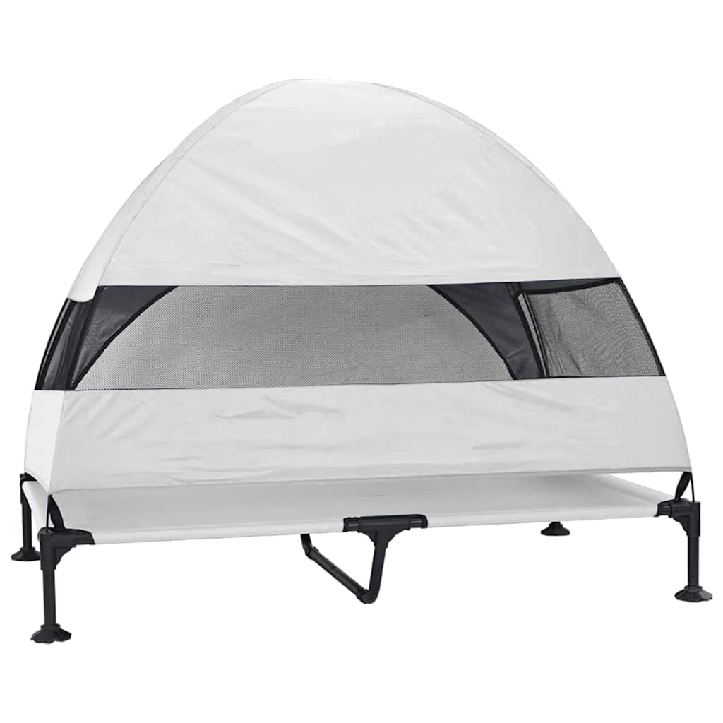 Letto rialzato per cani  con tetto removibile grigio argento XL acciaio 42008222