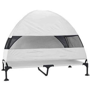 Letto rialzato per cani  con tetto removibile grigio argento XL acciaio 42008222