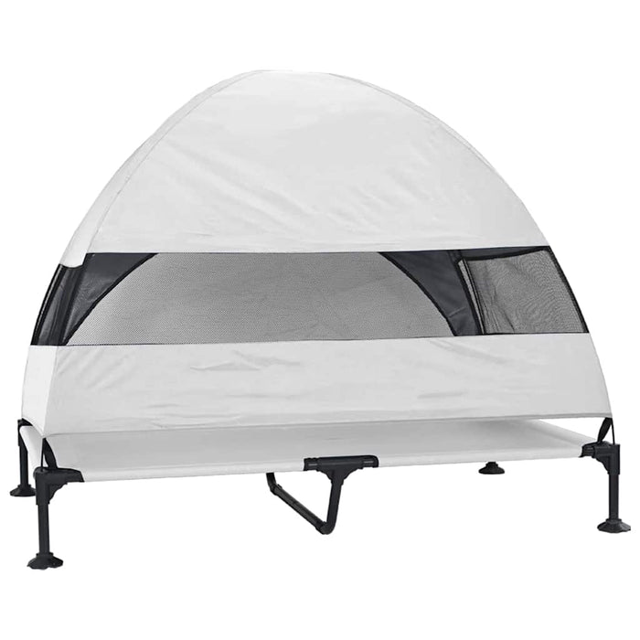 Letto rialzato per cani  con tetto removibile grigio argento XL acciaio 42008222